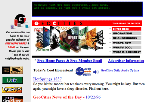 GeoCities in 1996